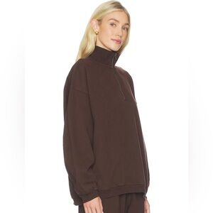 SKIMS Boyfriend Fleece Slouchy Half Zip Pullover in Espresso XL